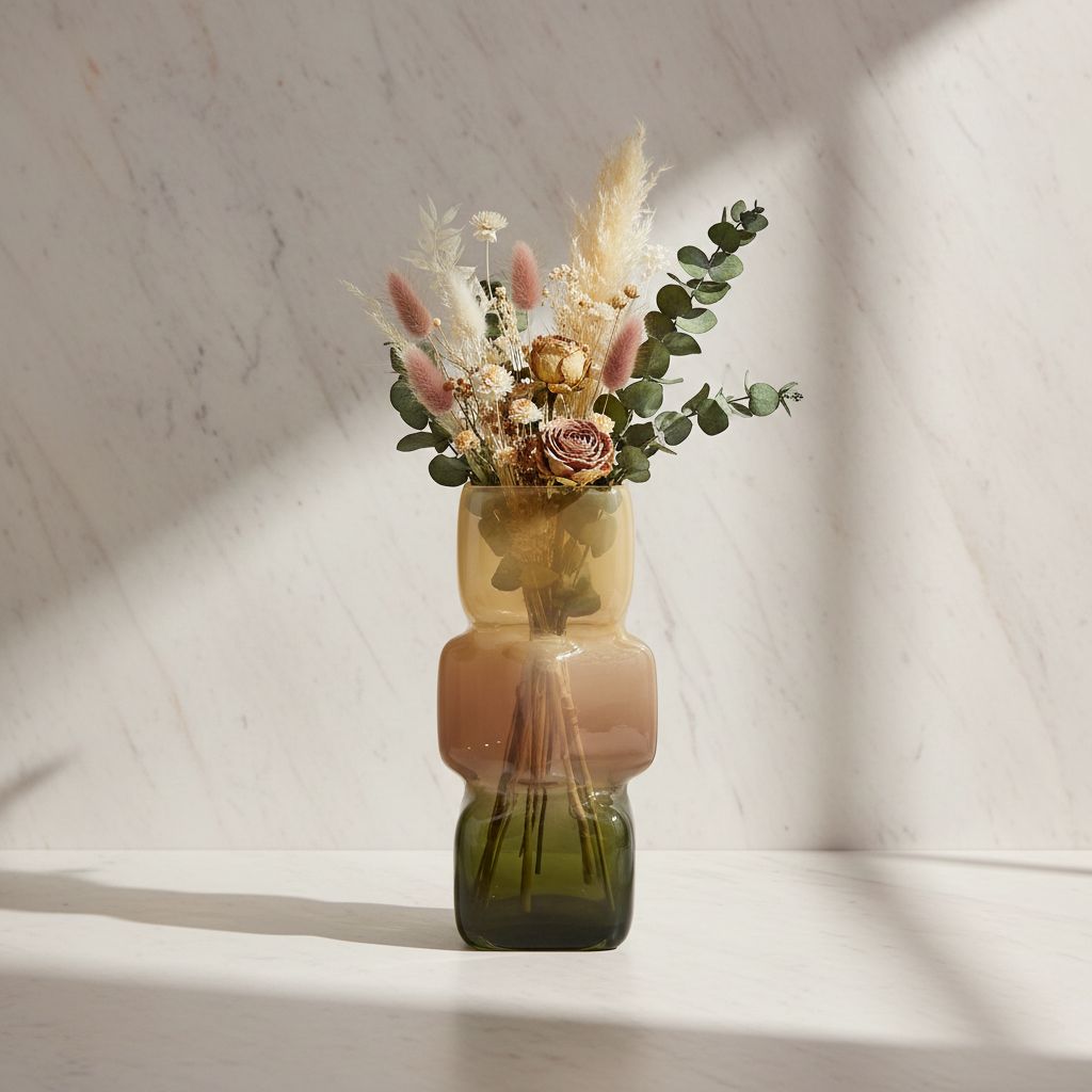 Irisato Gradient Geometric Stacked Cube Glass Vase