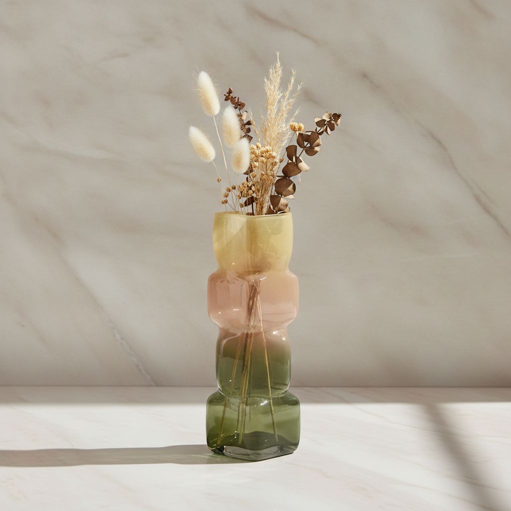 Irisato Gradient Geometric Stacked Cube Glass Vase