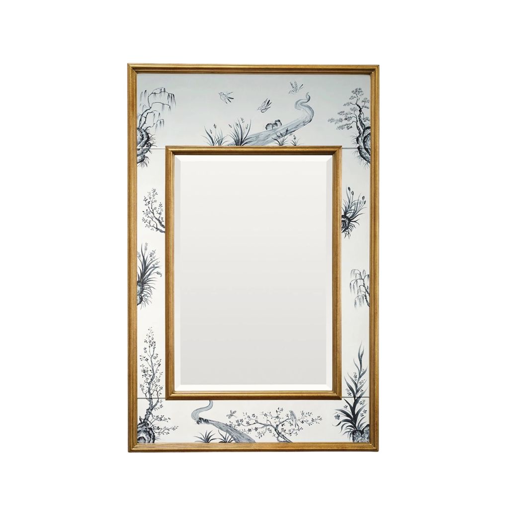 Lisière Botanical & Avian Motif Rectangular Wall Mirror