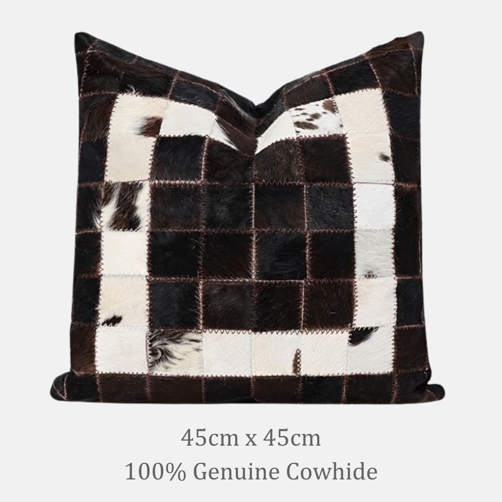 Marlow Checkered Cowhide Throw Pillow