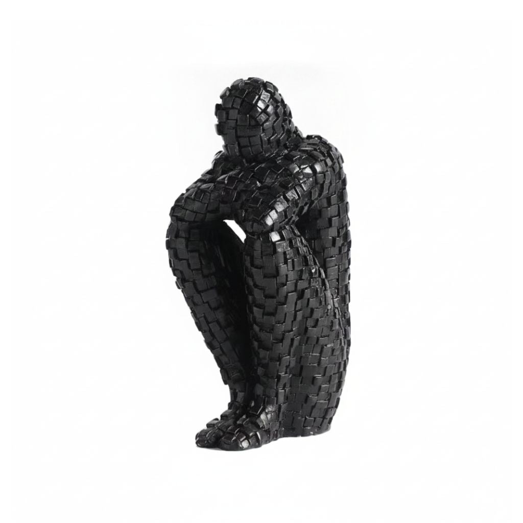 Penseur Mosaic Crouching Figure Sculpture