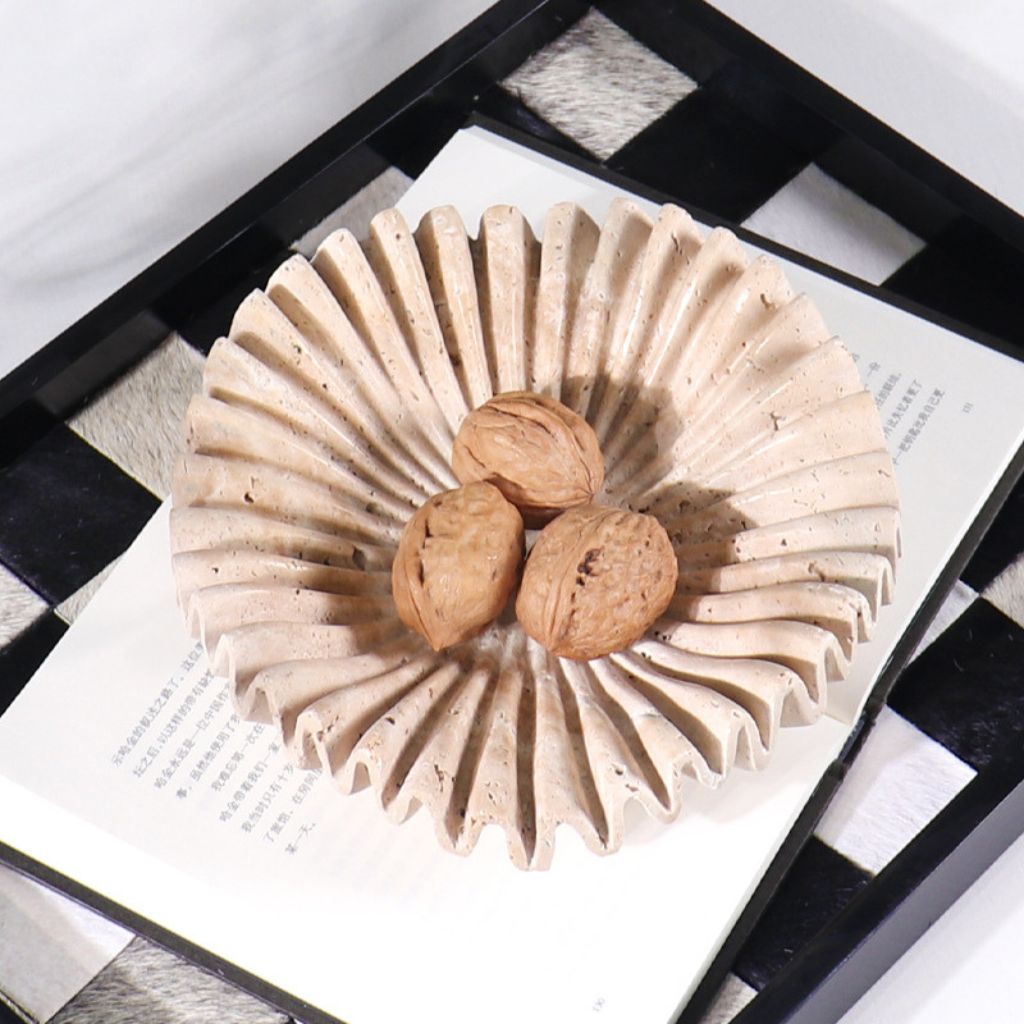 Rieti Ruffled Petals Travertine Bowl