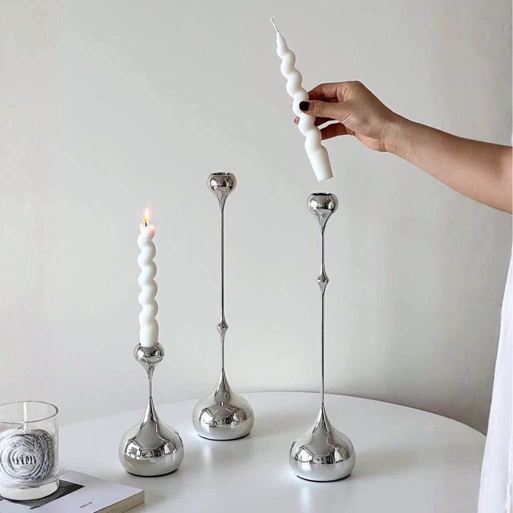 Cadence Tapered Stainless Candle Holder