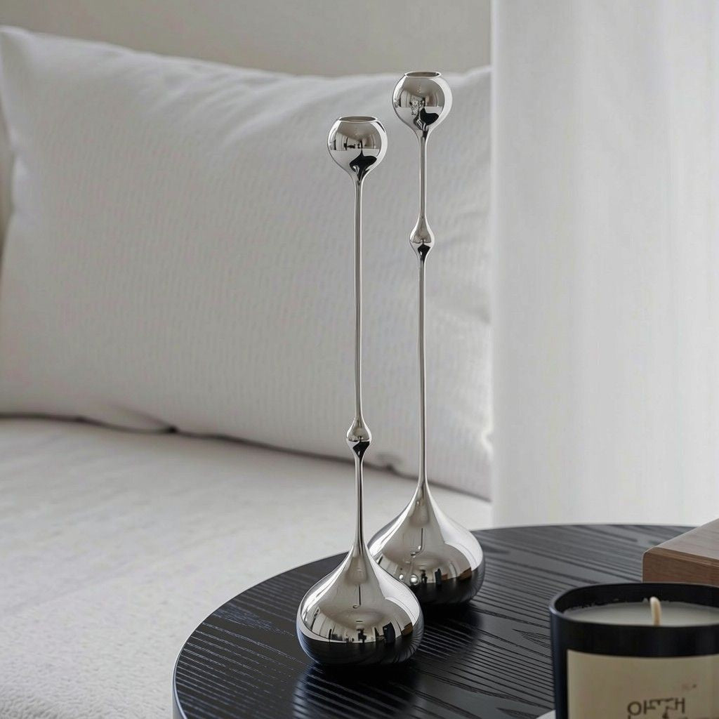 Cadence Tapered Stainless Candle Holder
