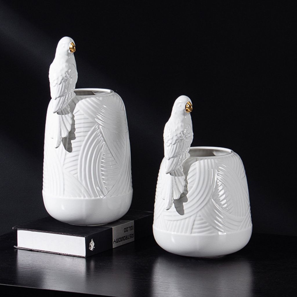Lorito Sculptural Embossed Ceramic Vase