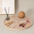 Horae Interlocking Partitioned Circular Travertine Tray