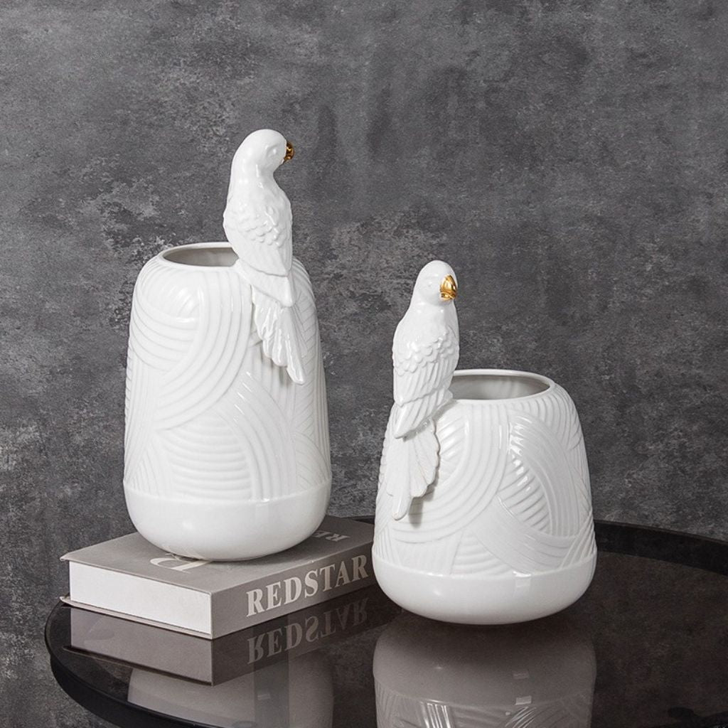 Lorito Sculptural Embossed Ceramic Vase