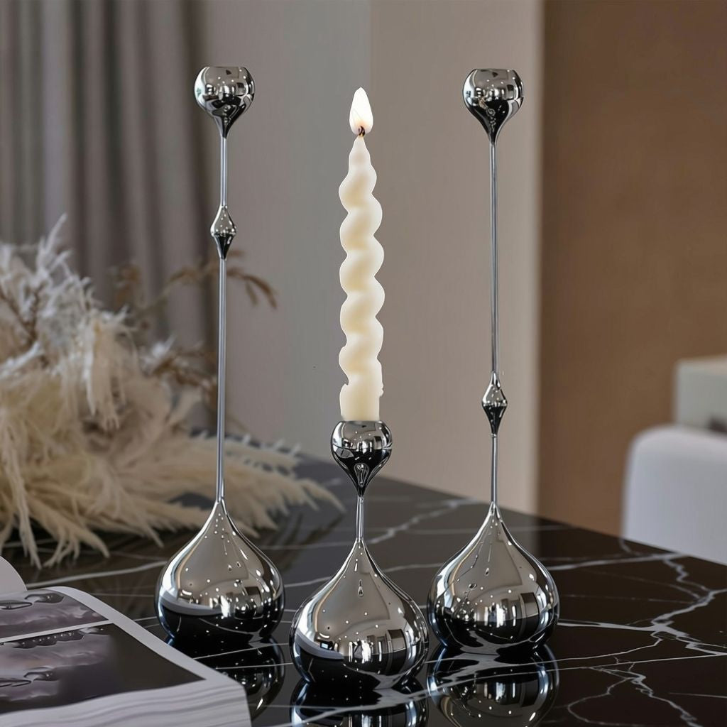 Cadence Tapered Stainless Candle Holder