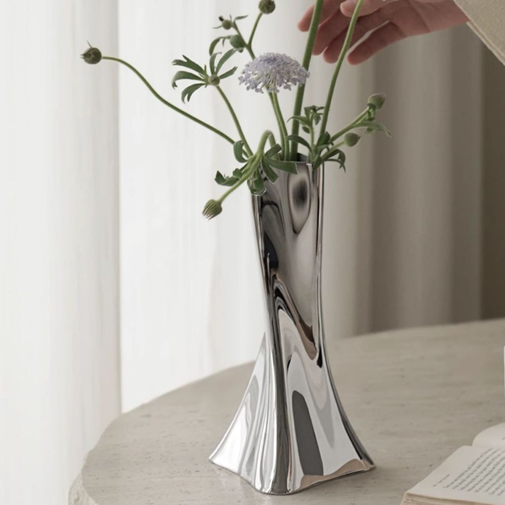 Rosalind Twisted Sculptural Stainless Vase