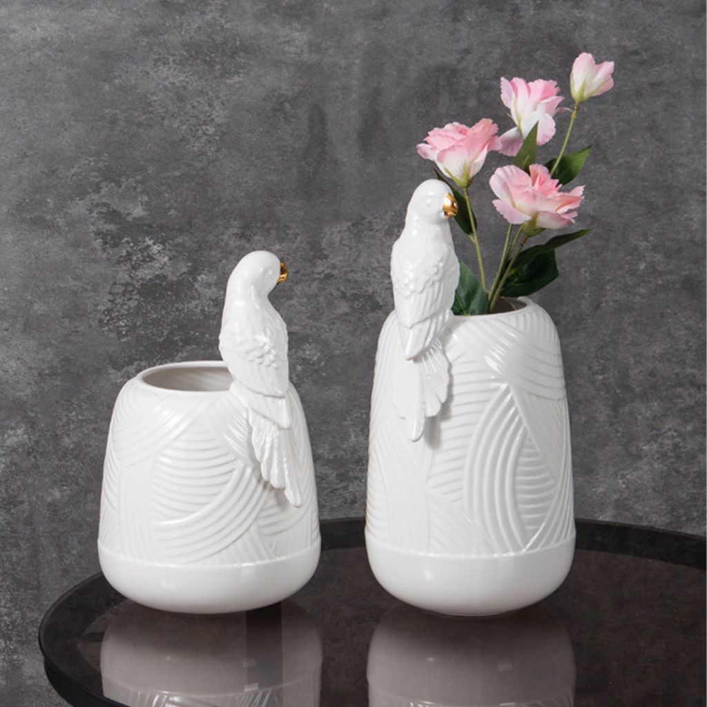 Lorito Sculptural Embossed Ceramic Vase