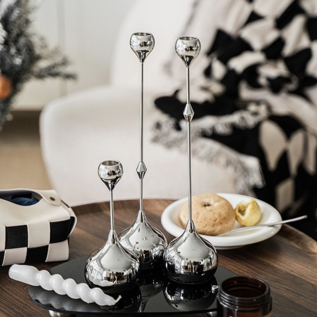 Cadence Tapered Stainless Candle Holder
