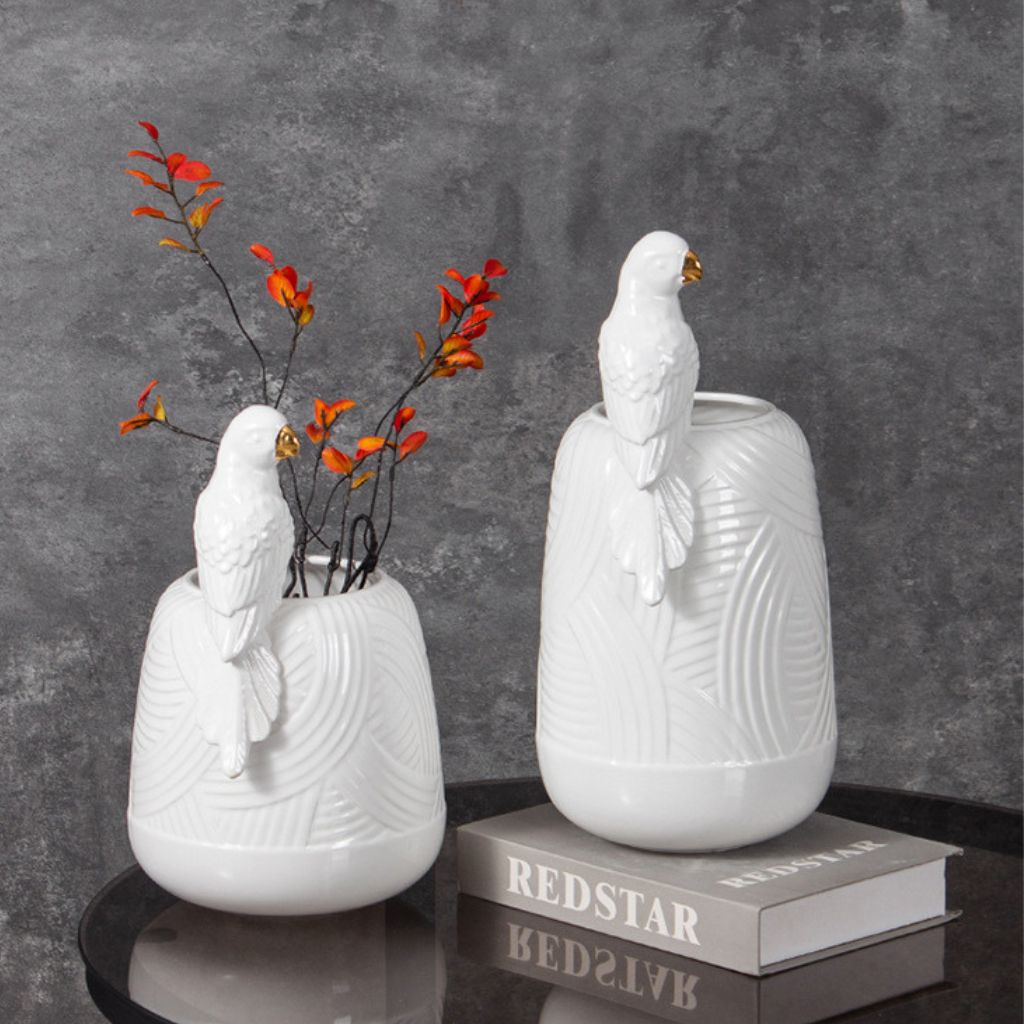 Lorito Sculptural Embossed Ceramic Vase