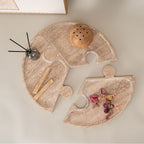Horae Interlocking Partitioned Circular Travertine Tray