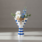 Thalia Mask Face Striped Ceramic Vase