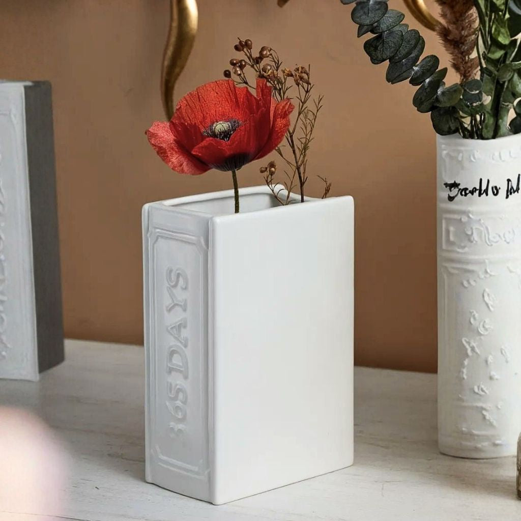 Calliope Embossed Glazed Ceramic Vase