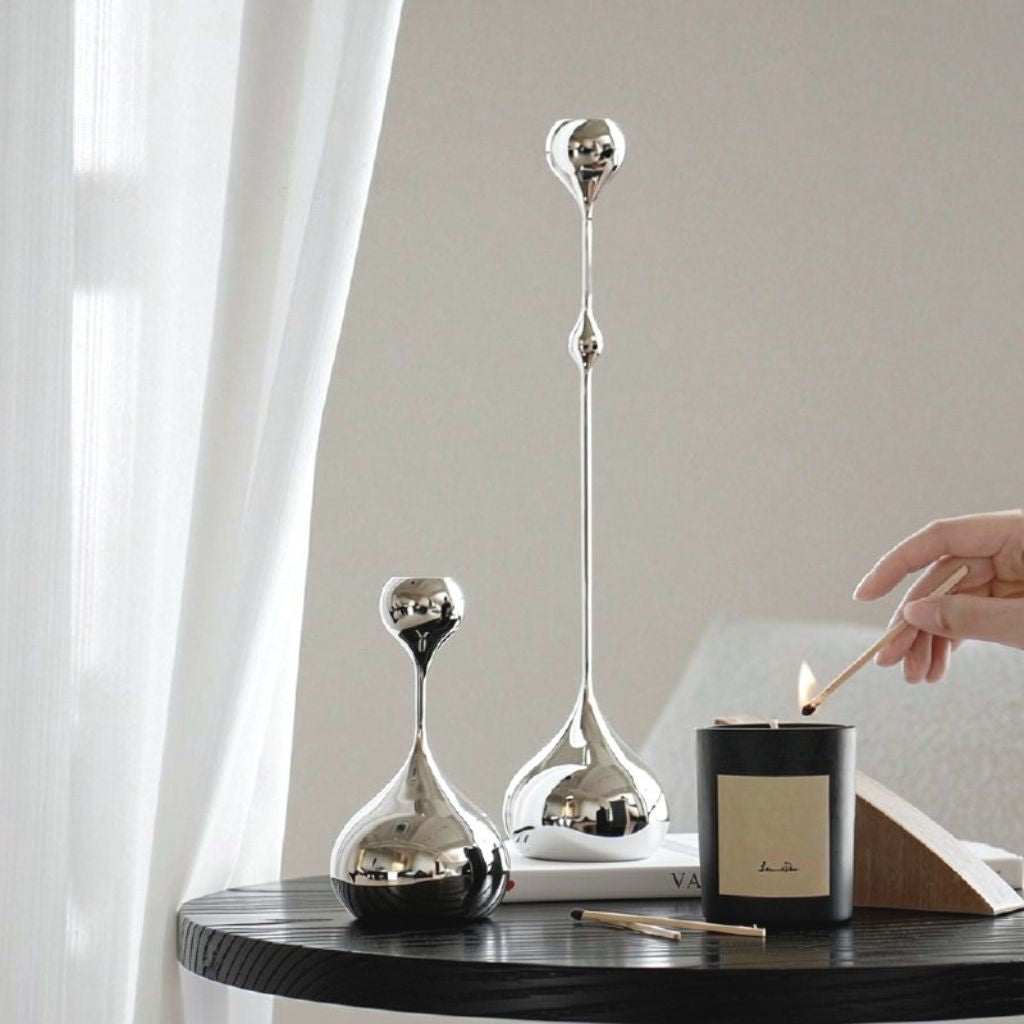 Cadence Tapered Stainless Candle Holder