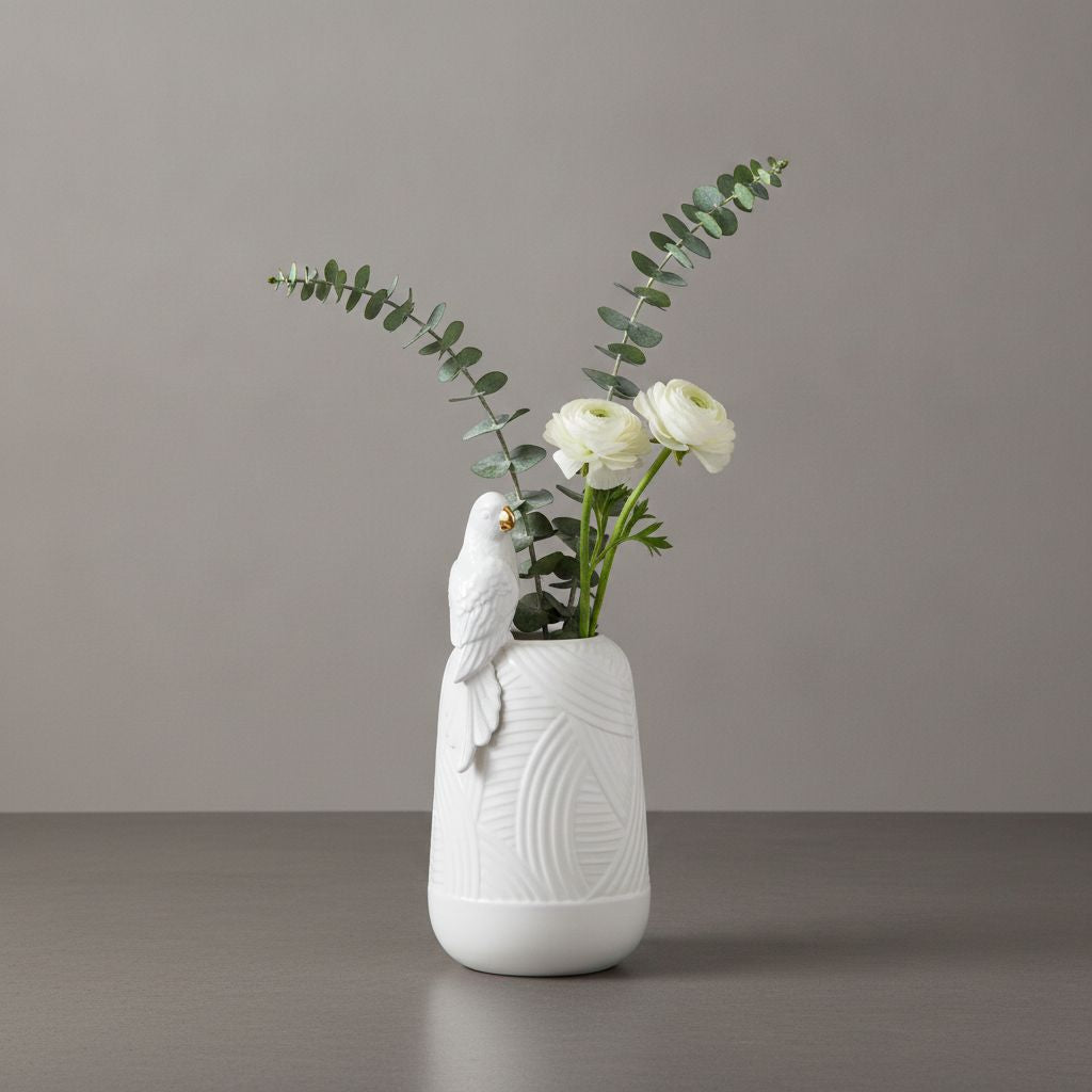 Lorito Sculptural Embossed Ceramic Vase
