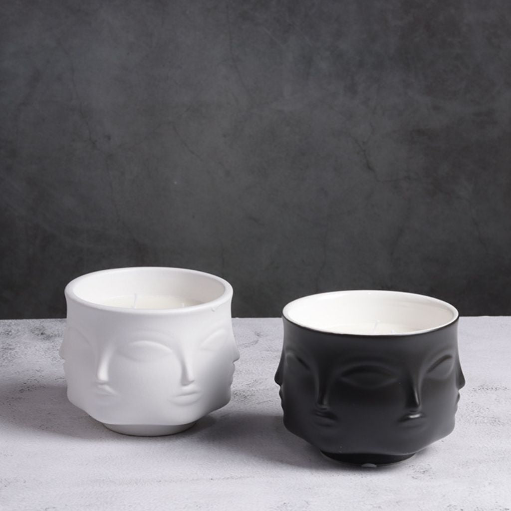 Tacet Embossed Face Ceramic Decorative Bowl