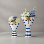 Thalia Mask Face Striped Ceramic Vase