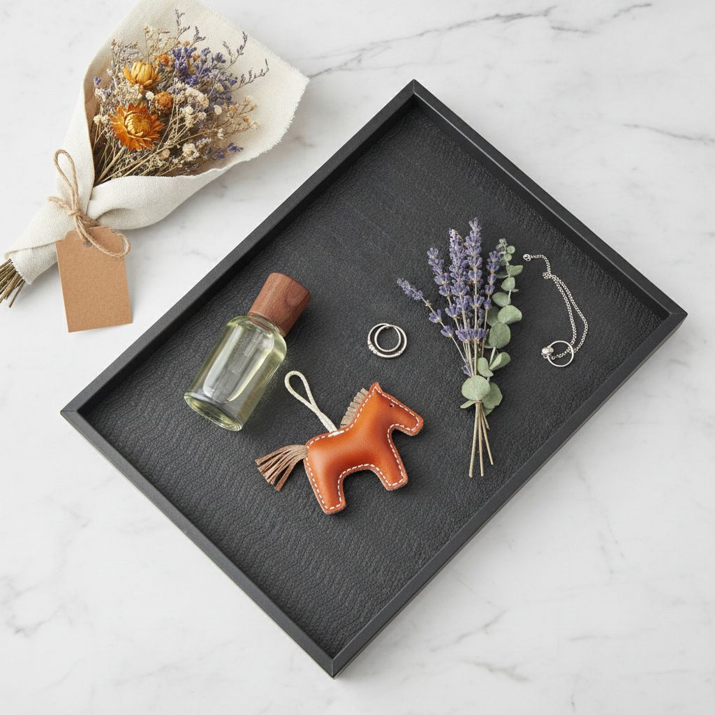 Sørensen Wavy Textured Leather Tray Imagen secundaria del producto