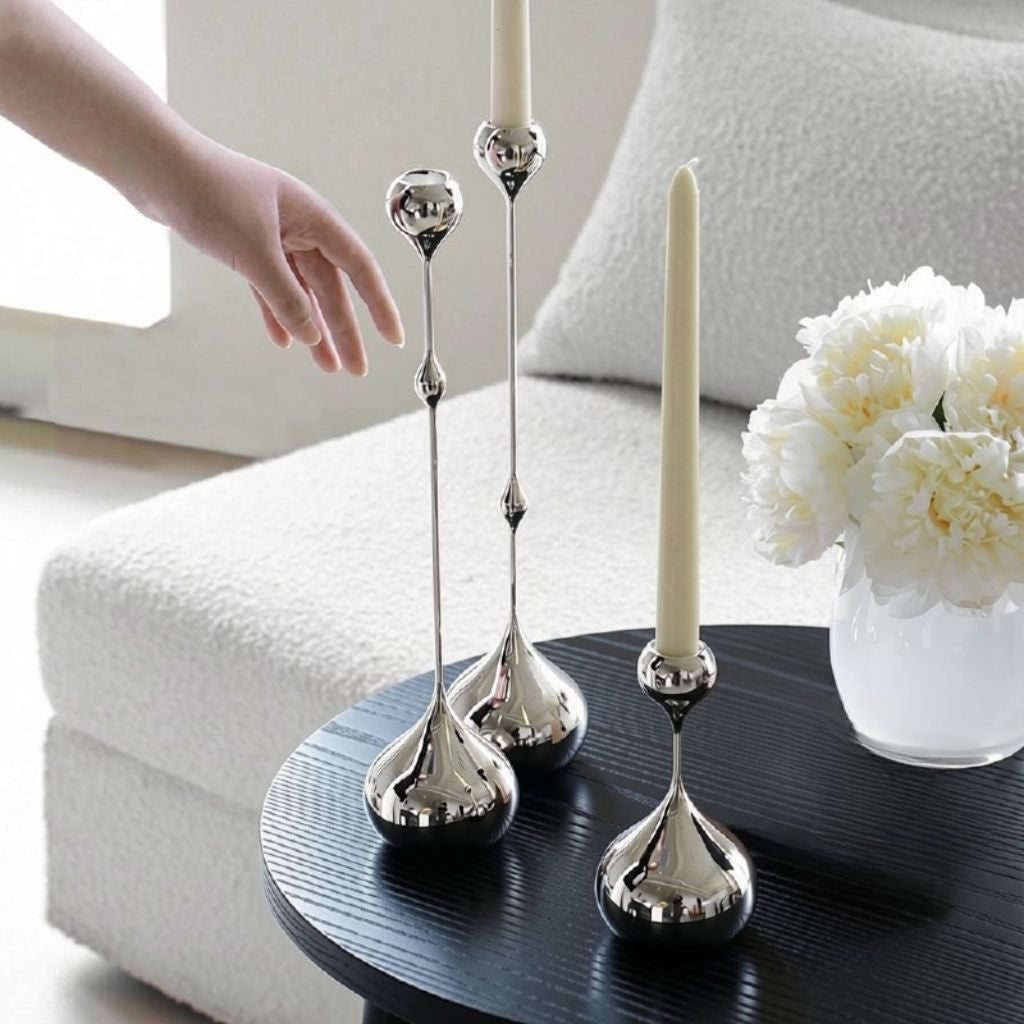 Cadence Tapered Stainless Candle Holder