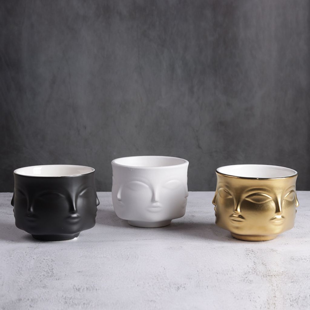 Tacet Embossed Face Ceramic Decorative Bowl