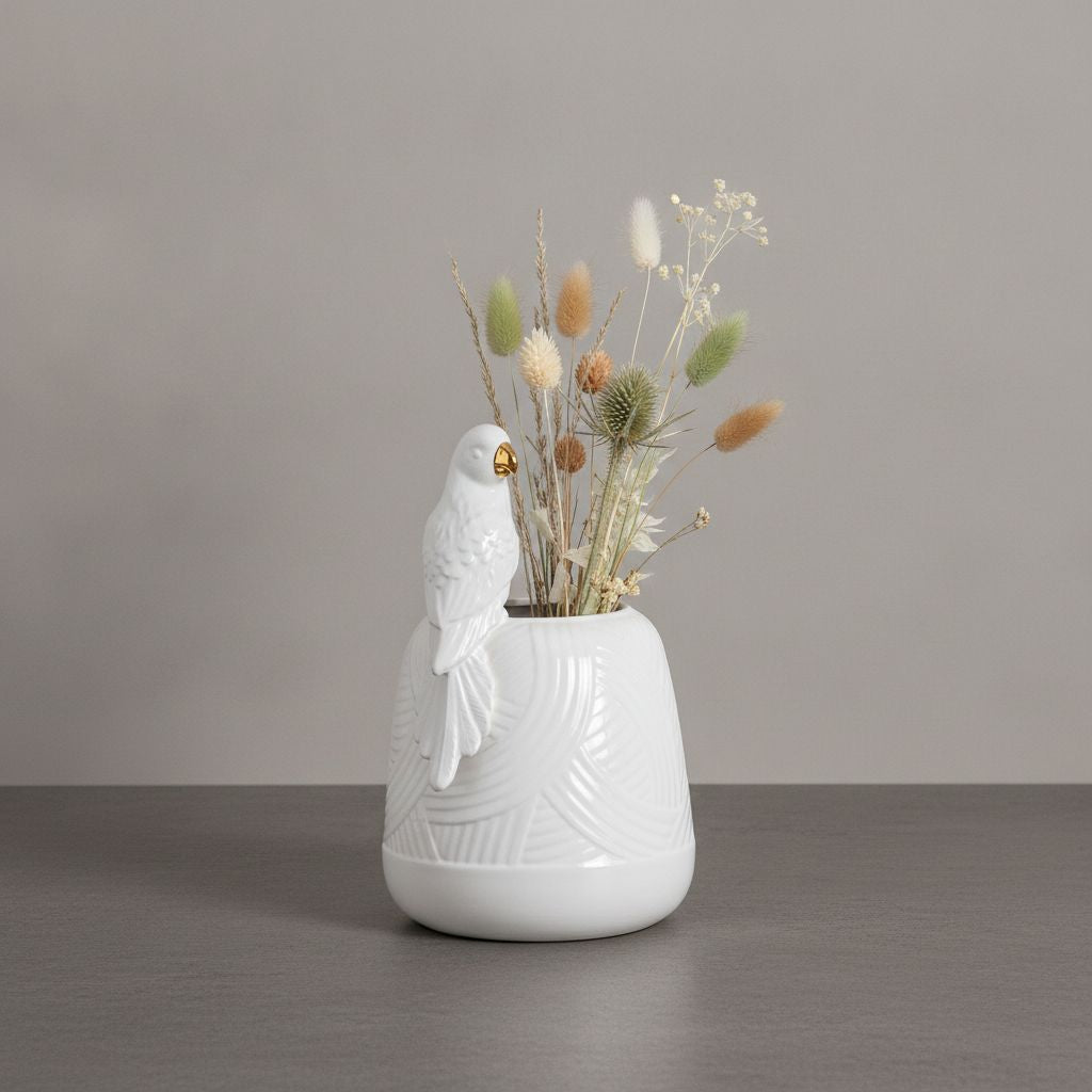Lorito Sculptural Embossed Ceramic Vase