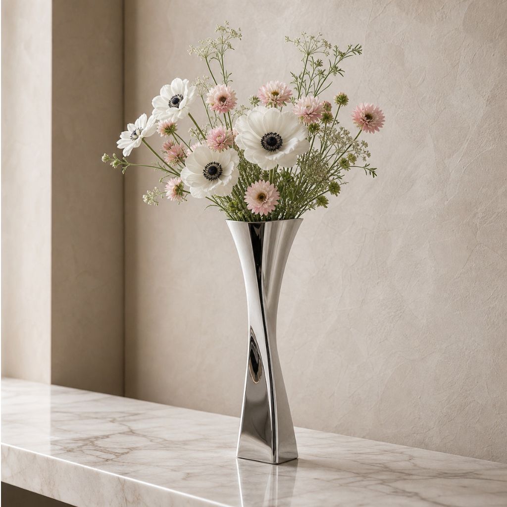 Rosalind Twisted Sculptural Stainless Vase
