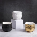 Tacet Embossed Face Ceramic Decorative Bowl