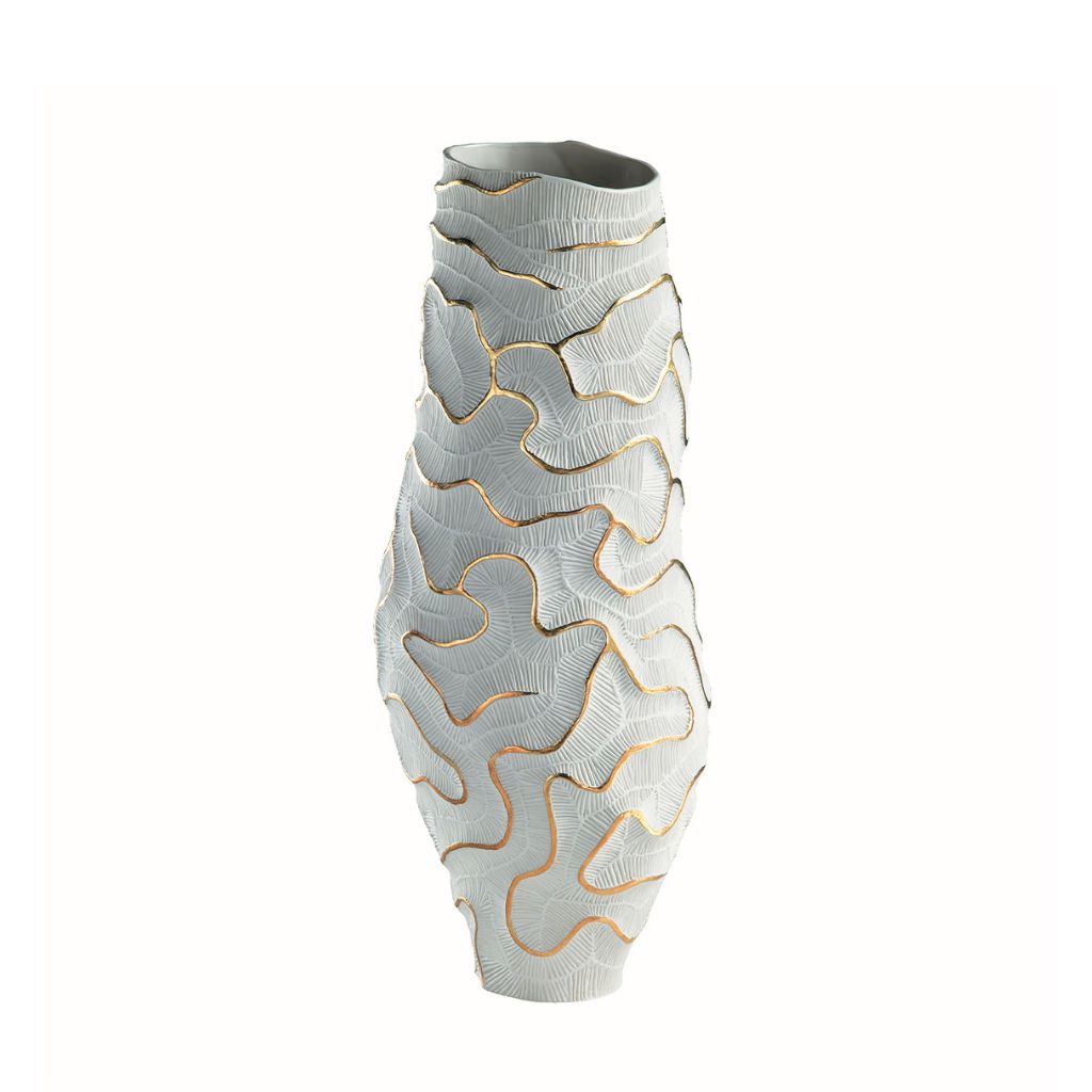 Chrysorallis Gold-trimmed Textured Ceramic Vase