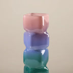Irisato Gradient Geometric Stacked Cube Glass Vase