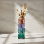 Irisato Gradient Geometric Stacked Cube Glass Vase