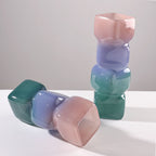Irisato Gradient Geometric Stacked Cube Glass Vase