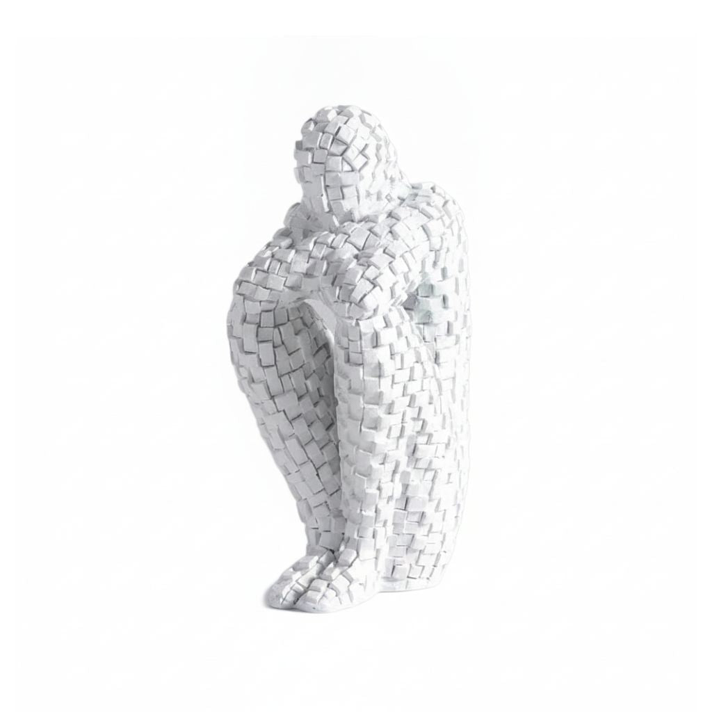 Penseur Mosaic Crouching Figure Sculpture