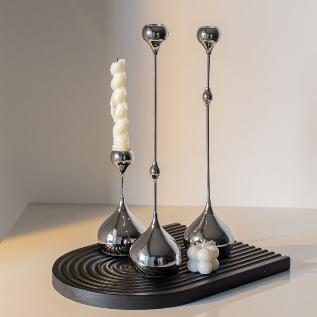 Cadence Tapered Stainless Candle Holder