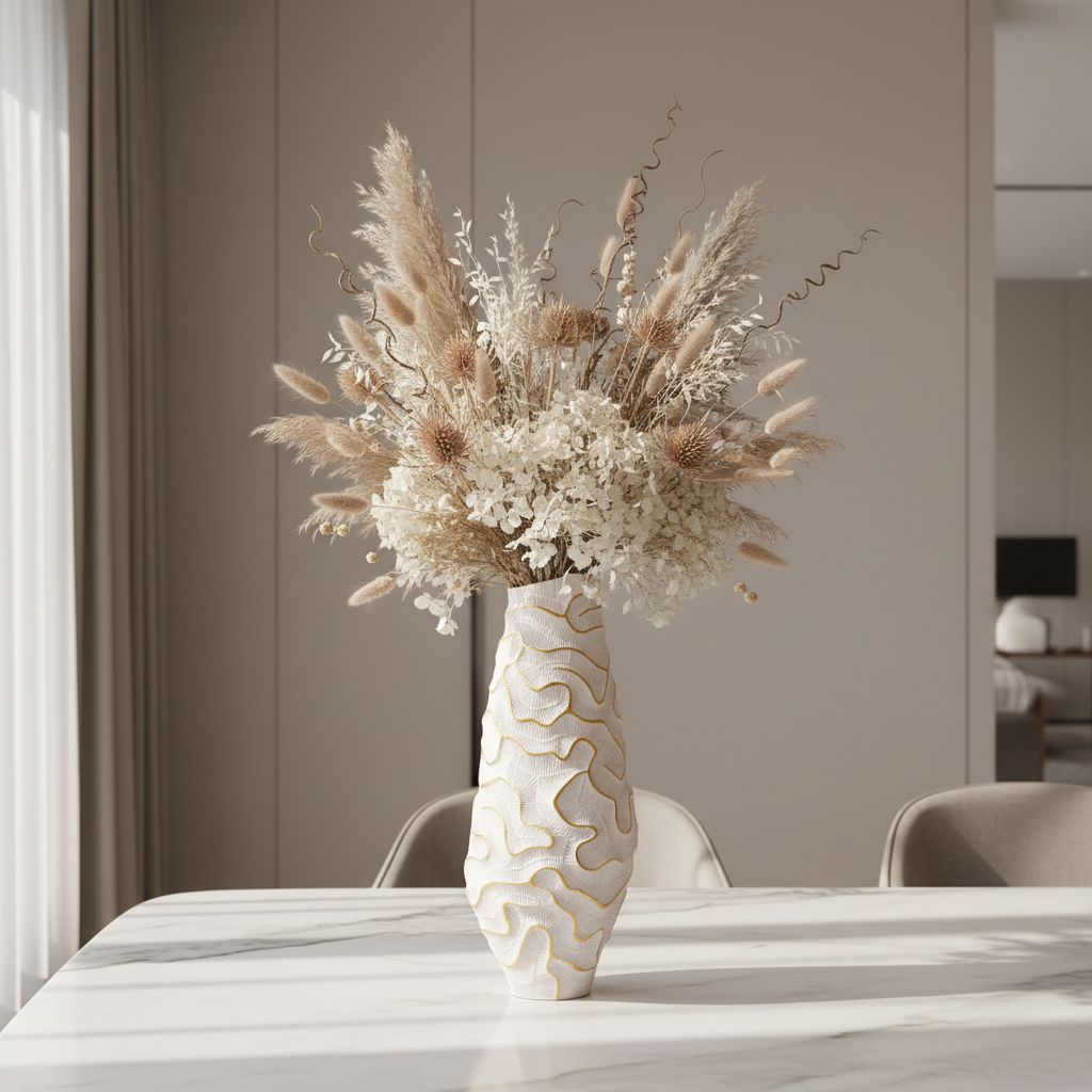 Chrysorallis Gold-trimmed Textured Ceramic Vase