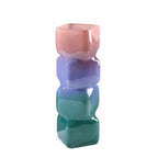 Irisato Gradient Geometric Stacked Cube Glass Vase