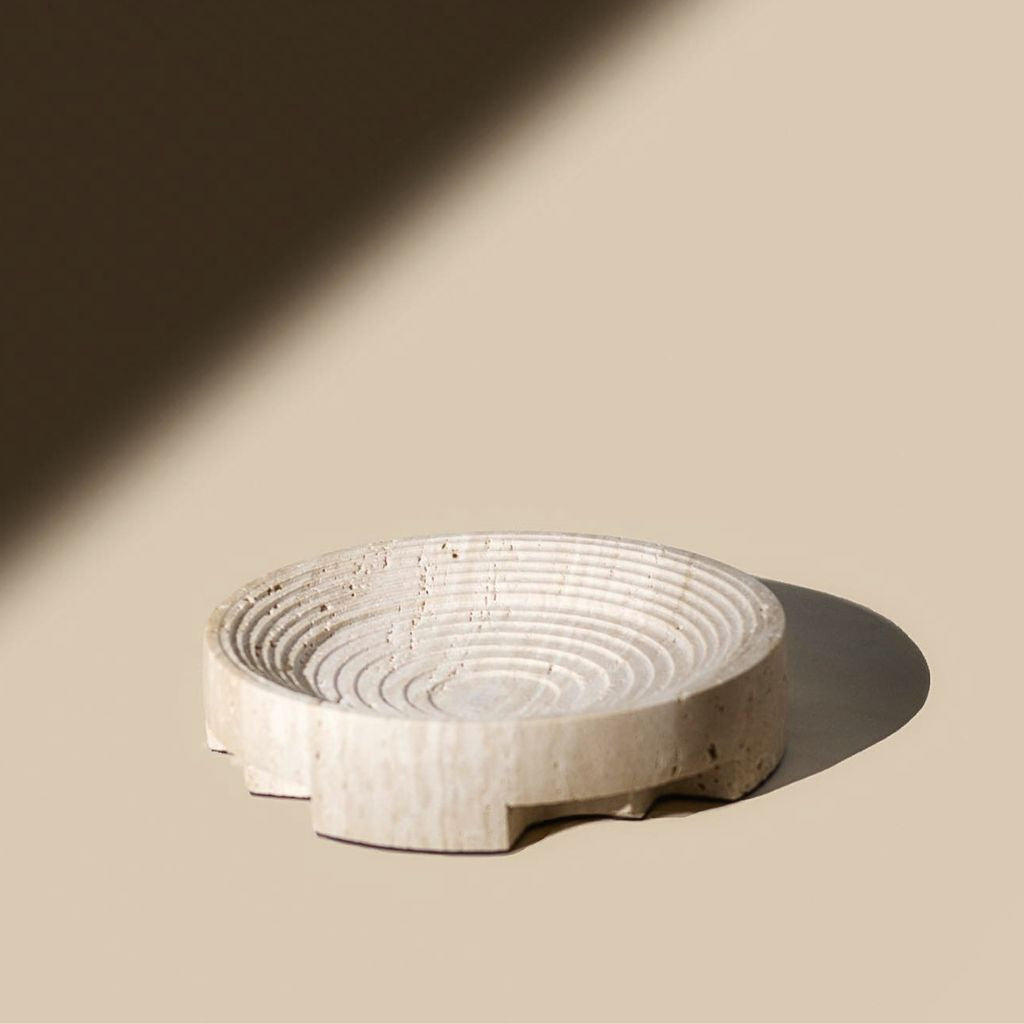 Undine Concentric Circular Travertine Tray