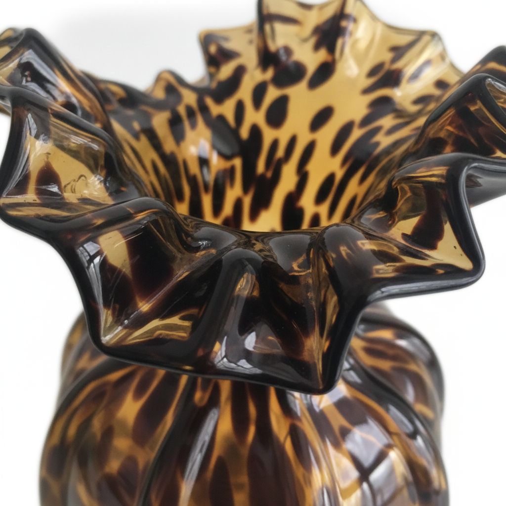 Ondine Tortoiseshell Ruffled Glass Vase