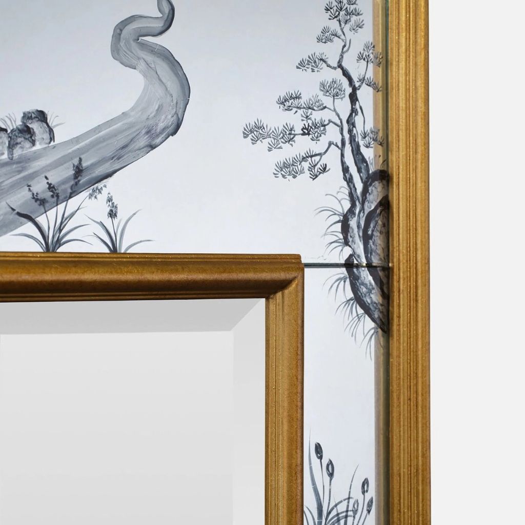 Lisière Botanical & Avian Motif Rectangular Wall Mirror