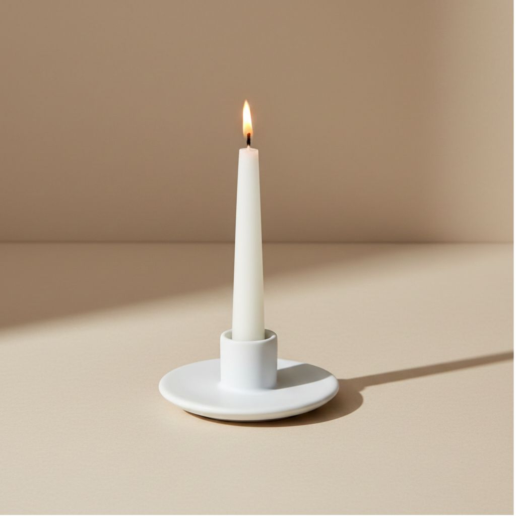 Rotella Plate Taper Ceramic Candle Holder