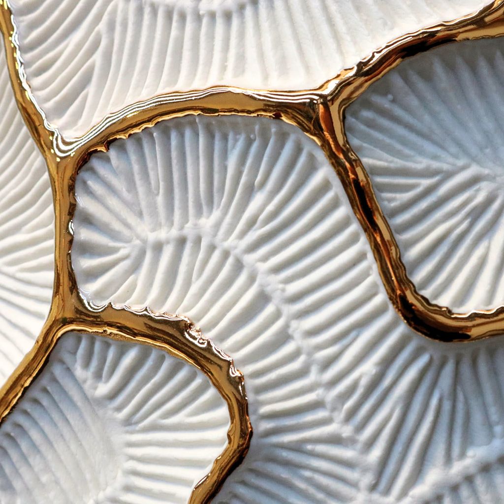 Chrysorallis Gold-trimmed Textured Ceramic Vase