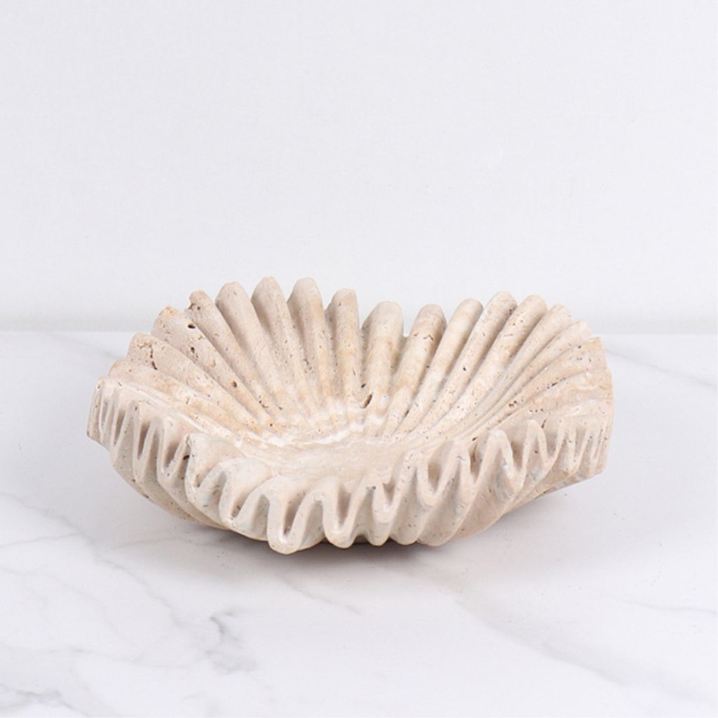 Rieti Ruffled Petals Travertine Bowl