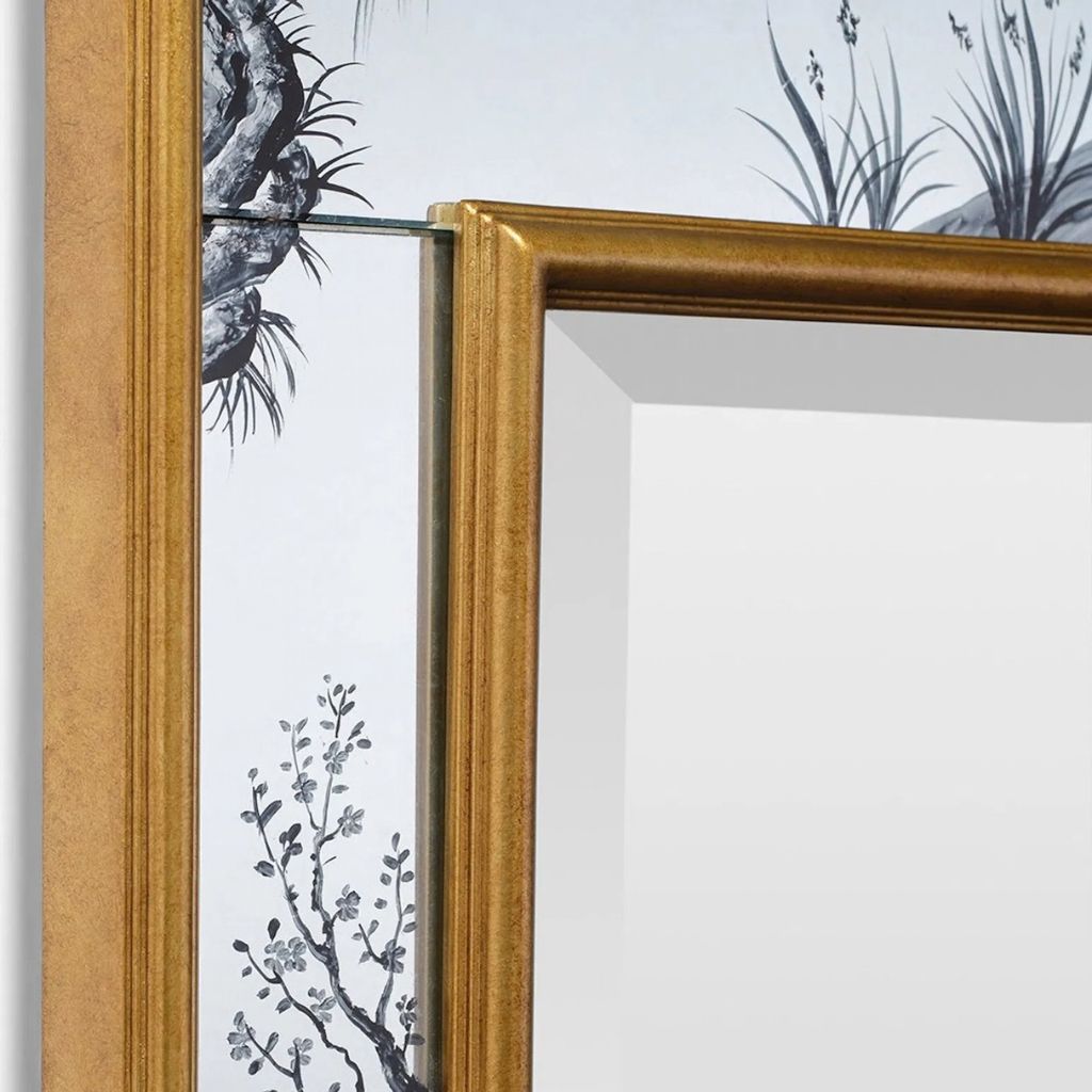 Lisière Botanical & Avian Motif Rectangular Wall Mirror
