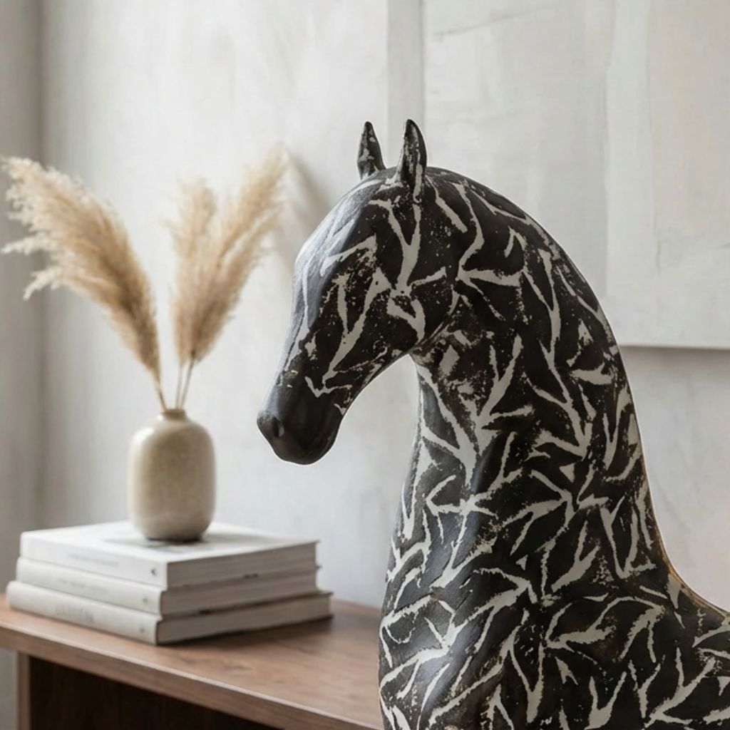 Pegasus Leaf Motif Horse Sculpture