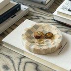 Verdi Checkered Travertine & Onyx Catch All Tray