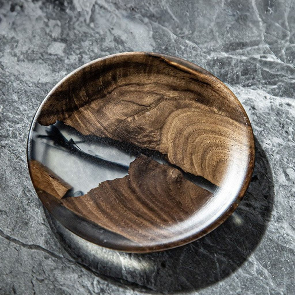 Moyun Ink-Wash Walnut Coaster Set