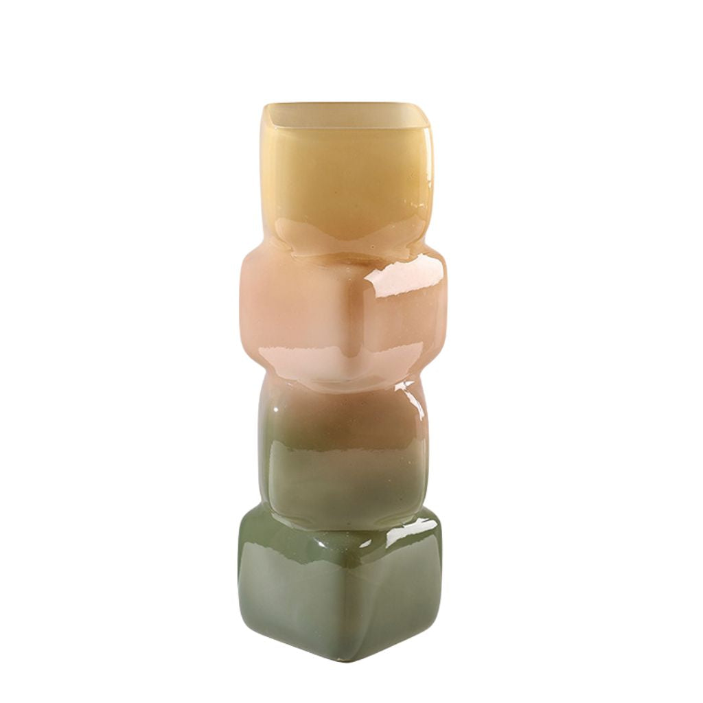 Irisato Gradient Geometric Stacked Cube Glass Vase Main image