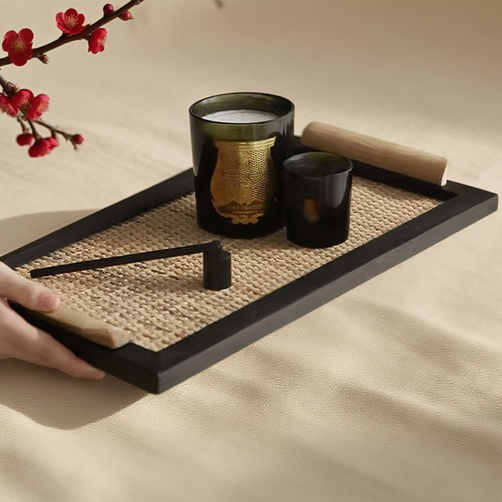 Rheia Woven Rattan Tray Imagen secundaria del producto
