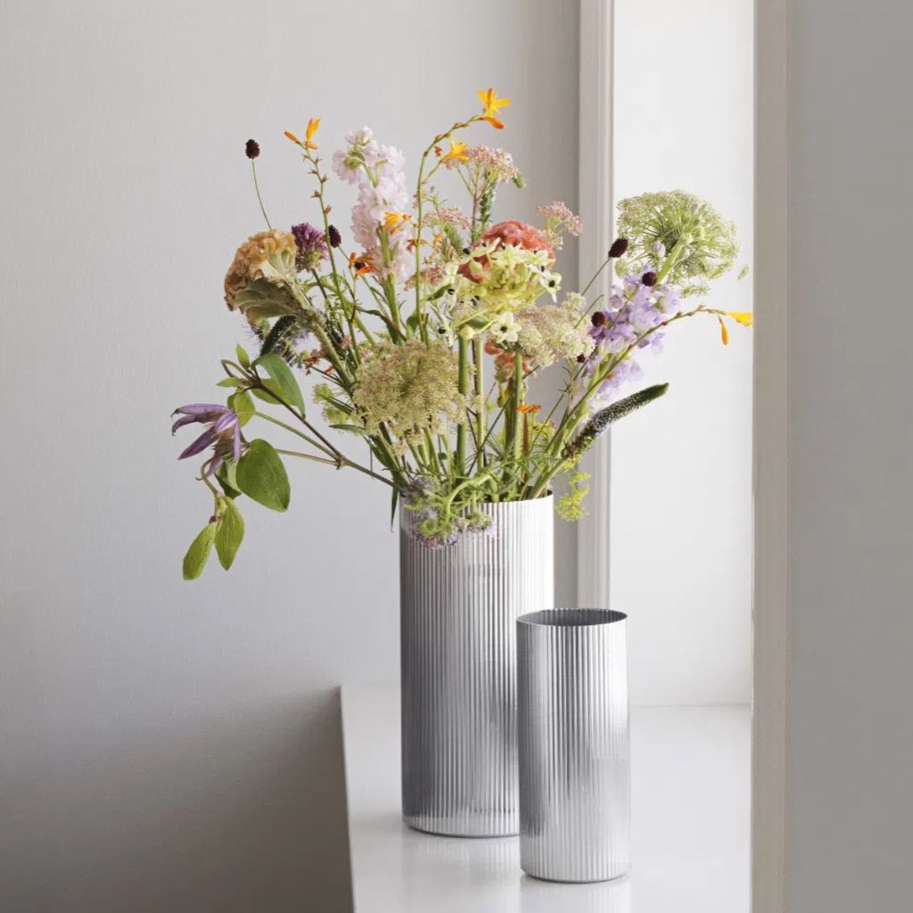 Stria Cylinder Stainless Vase Secondary image